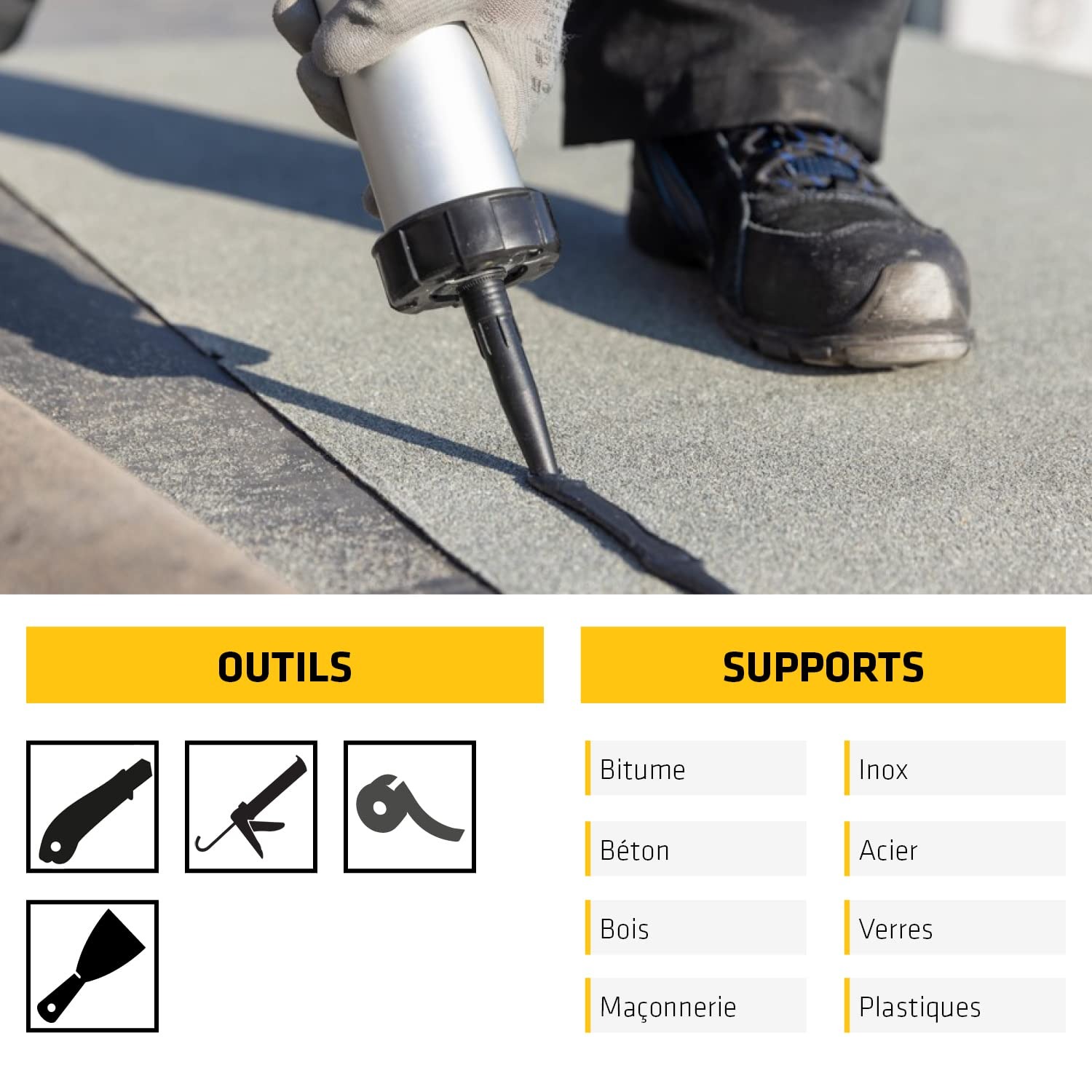 Mastic Colle Sikaseal164 Bitume Noir 300ml Outils et supports